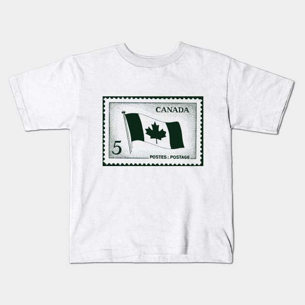 Canada Flag Postage Stamp Kids T-Shirt by Danielleroyer